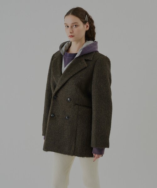 WHIMSIC(ウィムジック)の「【UNISEX】シャギーダブルブレストジャケット(テーラードジャケット・メンズ・ブラウン/モカ・FREE)」の4枚目の写真