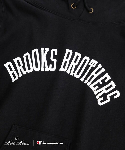 BROOKS BROTHERS(ブルックスブラザーズ)の「Brooks Brothers×Champion USAコットン ラバープリントロゴ フーデッド スウェットシャツ Made in USA(パーカー・メンズ・ネイビー/ブラック/グレー/ブラウン/ホワイト/グリーン・LARGE/SMALL/MEDIUM)」の7枚目の写真