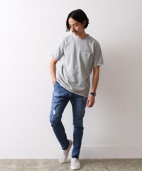 coen(コーエン)の「ミニミニ裏毛カットオフ半袖スウェット(スウェット・メンズ・グレー/ネイビー・MEDIUM/SMALL/X-LARGE/LARGE)」の3枚目の写真