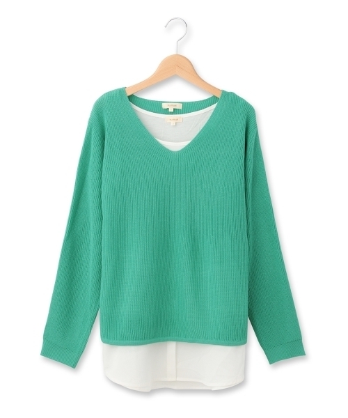 HusHusH(ハッシュアッシュ)の「ロングタンクトップ付Vネックニット(アンサンブル・レディース・グレー/ブルー/グリーン・02/03)」の1枚目の写真
