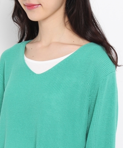 HusHusH(ハッシュアッシュ)の「ロングタンクトップ付Vネックニット(アンサンブル・レディース・グレー/ブルー/グリーン・02/03)」の7枚目の写真