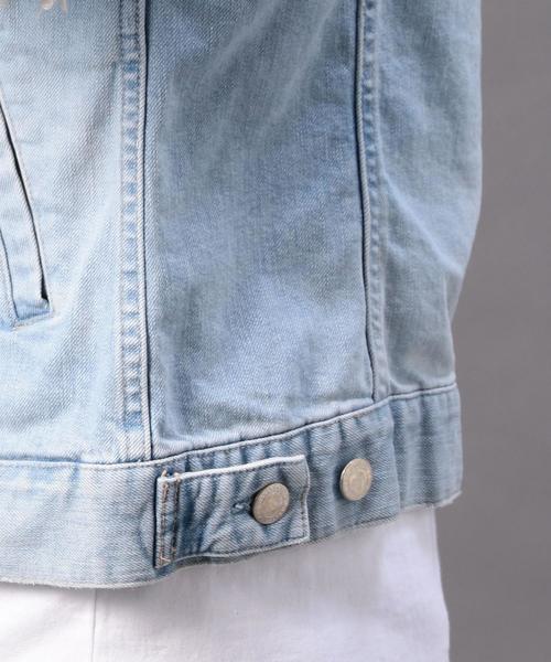 MONKEY TIME（モンキータイム）の「＜monkey time＞ クラッシュデニム G-JACKET◆（デニムジャケット・メンズ・ベージュ/ライトブルー・X-LARGE/LARGE/SMALL/MEDIUM）」の9枚目の写真
