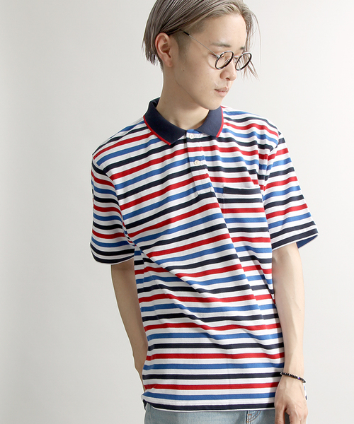 WEGO（ウィゴー）の「WEGO/カノコポロシャツ（ポロシャツ・メンズ・ブルー系その他/トリコロール/ネイビー/ホワイト・LARGE/MEDIUM）」の12枚目の写真