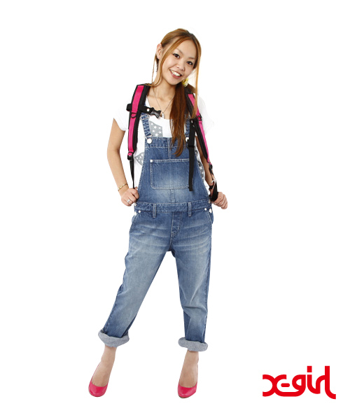 X-girl(エックスガール)の「STAR POCKET JEAN SALOPETTE(サロペット/オーバーオール・レディース・グレー/ブルー/インディゴブルー・0/1/2)」の4枚目の写真
