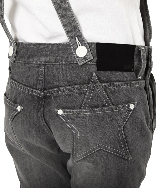X-girl（エックスガール）の「STAR POCKET JEAN SALOPETTE
