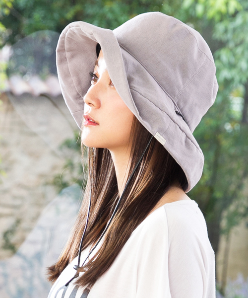 QUEENHEAD（クイーンヘッド）の「紐付きブリムフレンチハット（ハット・レディース・ナチュラル/ブルー/ライトグレー/ダークネイビー/グレイッシュベージュ/カーキ/ブラック/グレー系その他/ライトグリーン/チャコールグレー/ブラウン/オフホワイト・XX-LARGE/FREE/X-LARGE）」の5枚目の写真