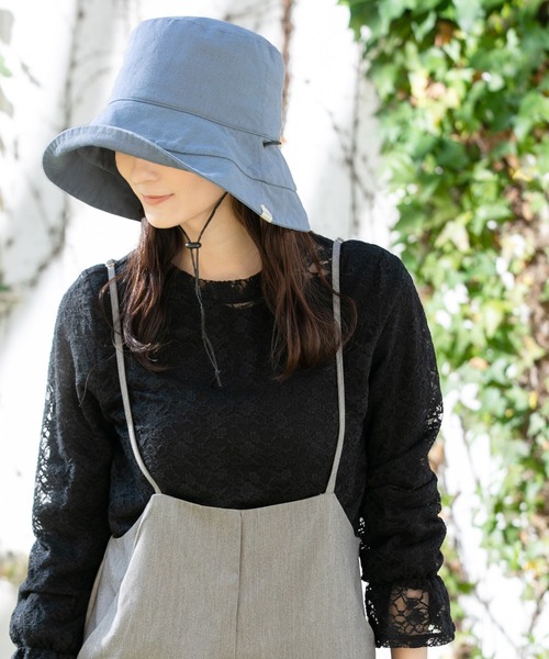 QUEENHEAD（クイーンヘッド）の「紐付きブリムフレンチハット（ハット・レディース・ナチュラル/ブルー/ライトグレー/ダークネイビー/グレイッシュベージュ/カーキ/ブラック/グレー系その他/ライトグリーン/チャコールグレー/ブラウン/オフホワイト・XX-LARGE/FREE/X-LARGE）」の21枚目の写真