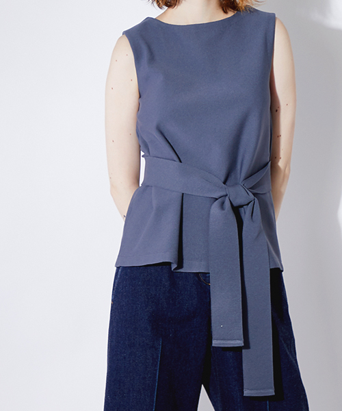 WRAPINKNOT（ラッピンノット）の「【WRAPINKNOT】《STUDIOUS別注》ノースリーブニットトップス（ニット/セーター・レディース・グレー/ブルー/ピンク/レッド/オレンジ/ブラック/カーキ/ホワイト・0）」の4枚目の写真