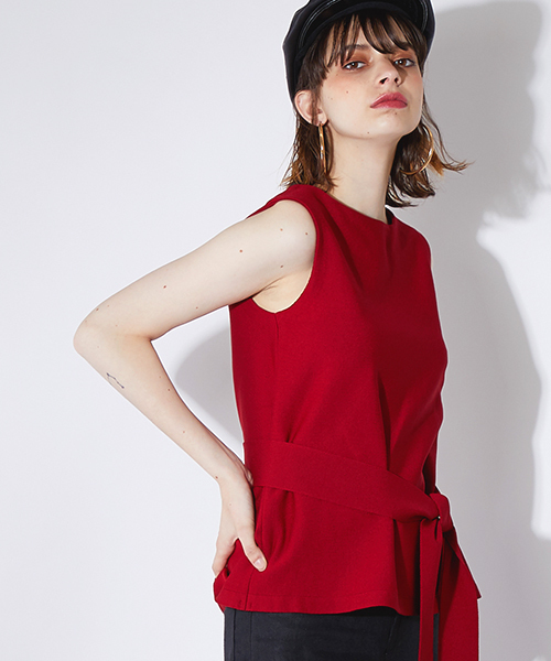 WRAPINKNOT（ラッピンノット）の「【WRAPINKNOT】《STUDIOUS別注》ノースリーブニットトップス（ニット/セーター・レディース・グレー/ブルー/ピンク/レッド/オレンジ/ブラック/カーキ/ホワイト・0）」の7枚目の写真