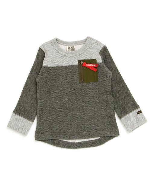 F.O.KIDS（エフオーキッズ）の「ミリタリーポケット付きトレーナー（スウェット・キッズ・チャコール/ベージュ・80/90/95/100/110/120/130/140）」の8枚目の写真