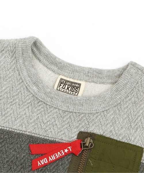 F.O.KIDS（エフオーキッズ）の「ミリタリーポケット付きトレーナー（スウェット・キッズ・チャコール/ベージュ・80/90/95/100/110/120/130/140）」の11枚目の写真