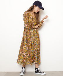 DOUBLE NAME | Ｖネック花柄ワンピース(ワンピース)