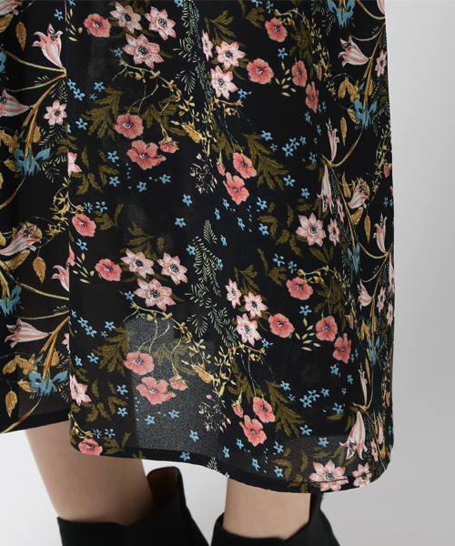 DOUBLE NAME（ダブルネーム）の「Ｖネック花柄ワンピース（ワンピース・レディース・ネイビー/レッド/マスタード・FREE）」の16枚目の写真