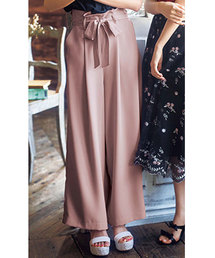 GeeRA | リボンベルト付フリルウエストワイドパンツ(その他パンツ)