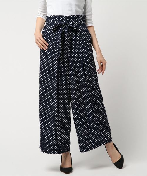 GeeRA(ジーラ)の「リボンベルト付フリルウエストワイドパンツ(その他パンツ・レディース・インディゴブルー/ピンクベージュ/ブラック/ネイビー/ドット/ベージュ/その他・SMALL/X-LARGE/XX-LARGE/LARGE/MEDIUM)」の14枚目の写真