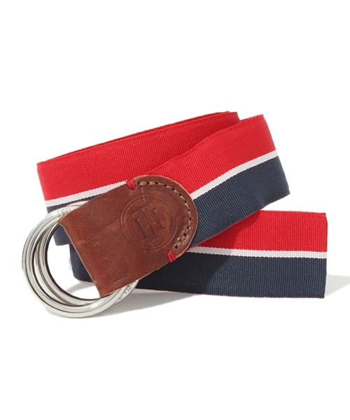 TOMMY HILFIGER（トミーヒルフィガー）の「BOSTON STRIPE BELT（ベルト・レディース・ネイビー/オレンジ・FREE）」の2枚目の写真