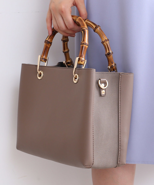 N.(N. Natural Beauty Basic)(エヌエヌナチュラルビューティーベーシック)の「◆スウェードバンブーハンドルトートバッグ(ハンドバッグ・レディース・ベージュ/ブラック/ブラウン系その他・FREE/フリ-)」の3枚目の写真