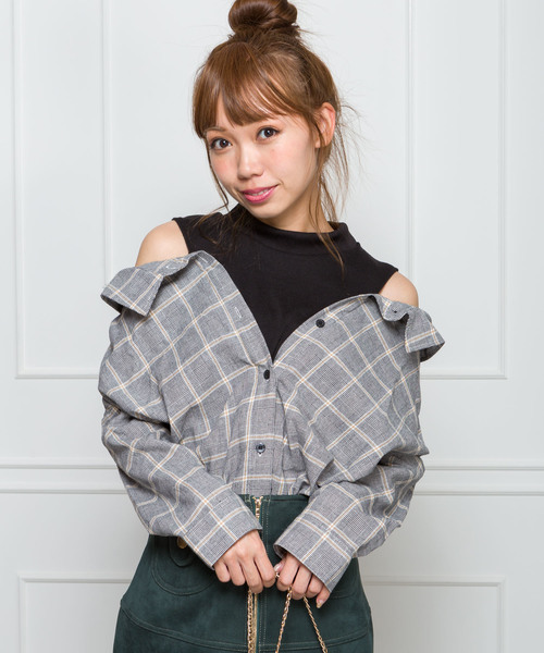 SpRay（スプレイ）の「チェックレイヤードプルオーバーブラウス