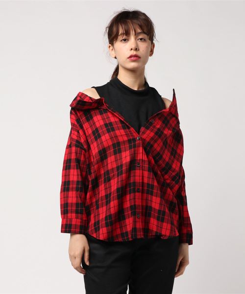 SpRay（スプレイ）の「チェックレイヤードプルオーバーブラウス