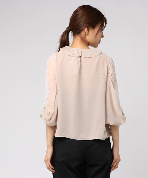 flower（フラワー）の「ラブドドットブラウス（Tシャツ/カットソー・レディース・ベージュ/ネイビー/グリーン・FREE）」の5枚目の写真