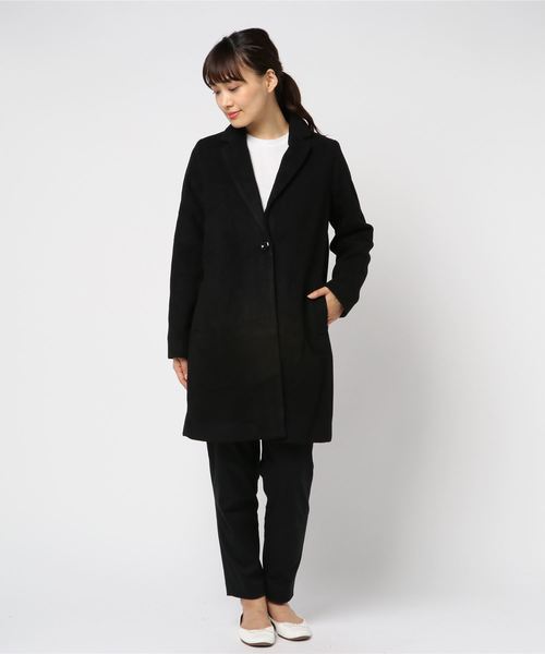 KOBE LETTUCE（コウベレタス）の「フェイクウールスタンダードチェスターコート＊レディース/アウター/ミディアム丈[K744]神戸レタス（チェスターコート・レディース・チャコールグレー/ブラック/グレー/ブルー/ボルドー/キャメル/ピンクベージュ・FREE）」の13枚目の写真