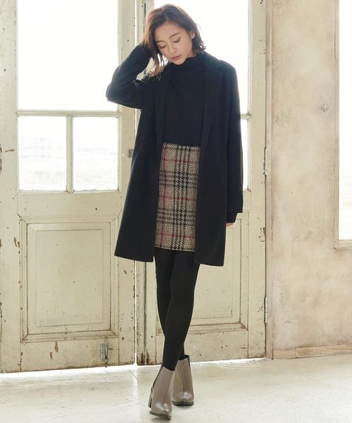 KOBE LETTUCE（コウベレタス）の「フェイクウールスタンダードチェスターコート＊レディース/アウター/ミディアム丈[K744]神戸レタス（チェスターコート・レディース・チャコールグレー/ブラック/グレー/ブルー/ボルドー/キャメル/ピンクベージュ・FREE）」の8枚目の写真