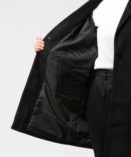 KOBE LETTUCE（コウベレタス）の「フェイクウールスタンダードチェスターコート＊レディース/アウター/ミディアム丈[K744]神戸レタス（チェスターコート・レディース・チャコールグレー/ブラック/グレー/ブルー/ボルドー/キャメル/ピンクベージュ・FREE）」の12枚目の写真