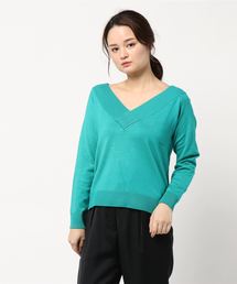 KOBE LETTUCE | 前後で4way★[Vネック/ボートネック/バックシャン/オフショルダー]カシュクールハイゲージニットトップス＊レディース[C3666]神戸レタス(ニット/セーター)