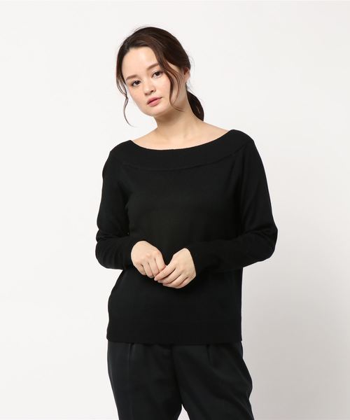 KOBE LETTUCE（コウベレタス）の「[Vネック/ボートネック/バックシャン/オフショルダー]4Wayカシュクールビタミンカラーハイゲージニットトップス（ニット/セーター・レディース・グリーン/パープル系その他/ブラック/イエロー/グレー/オフホワイト・FREE）」の11枚目の写真