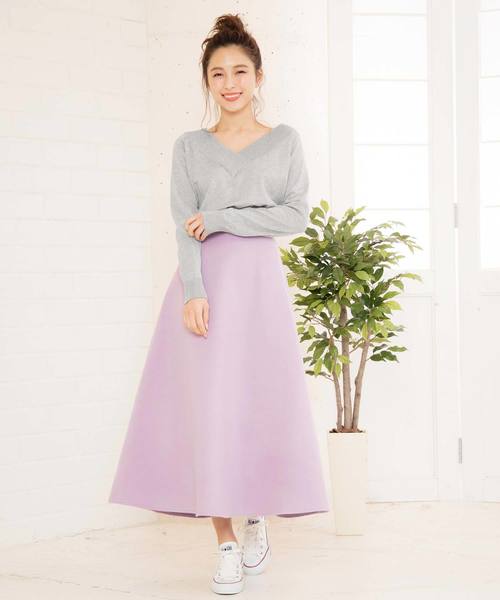 KOBE LETTUCE（コウベレタス）の「[Vネック/ボートネック/バックシャン/オフショルダー]4Wayカシュクールビタミンカラーハイゲージニットトップス（ニット/セーター・レディース・グリーン/パープル系その他/ブラック/イエロー/グレー/オフホワイト・FREE）」の17枚目の写真