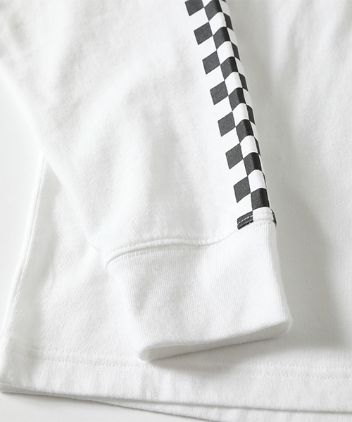 AZUL by moussy(アズールバイマウジー)の「CHECKER LONG SLEEVE T-SHIRT / チェッカーロングスリーブTシャツ(Tシャツ/カットソー・メンズ・ホワイト/ブラック・SMALL/MEDIUM/LARGE)」の4枚目の写真