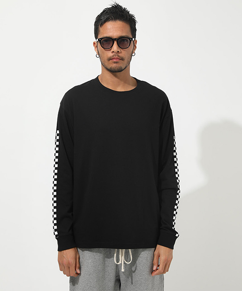 AZUL by moussy(アズールバイマウジー)の「CHECKER LONG SLEEVE T-SHIRT / チェッカーロングスリーブTシャツ(Tシャツ/カットソー・メンズ・ホワイト/ブラック・SMALL/MEDIUM/LARGE)」の13枚目の写真