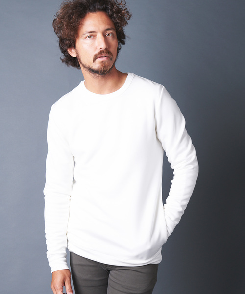 Magine(マージン)の「LY/PE DOUBLE KNIT C/N L/S ダブルニットクルーネックロングスリーブ(Tシャツ/カットソー)」|ホワイト