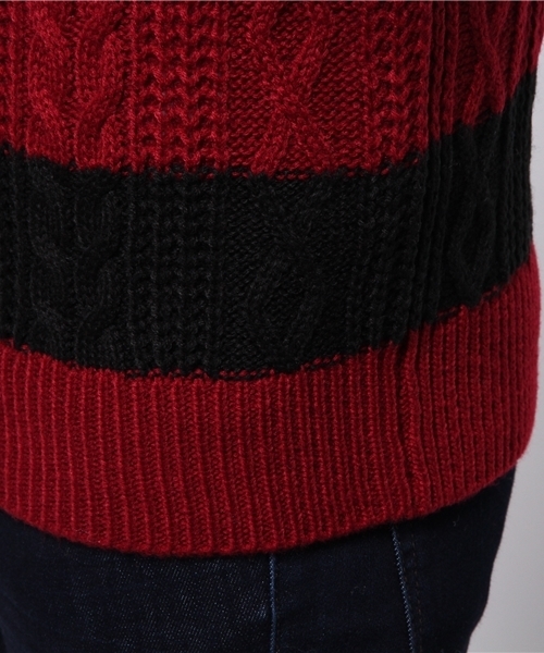 WEGO（ウィゴー）の「WEGO/フィッシャーマンボーダーニット（ニット/セーター・メンズ・ホワイト/ブラック/ホワイト系その他・LARGE/MEDIUM）」の9枚目の写真