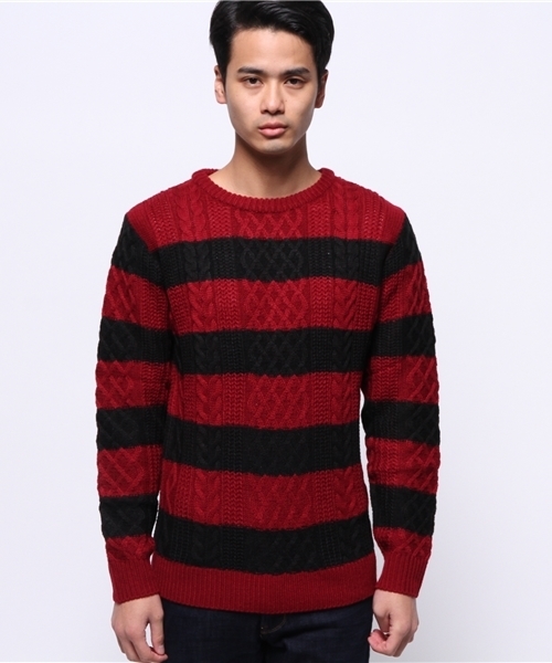 WEGO（ウィゴー）の「WEGO/フィッシャーマンボーダーニット（ニット/セーター・メンズ・ホワイト/ブラック/ホワイト系その他・LARGE/MEDIUM）」の4枚目の写真