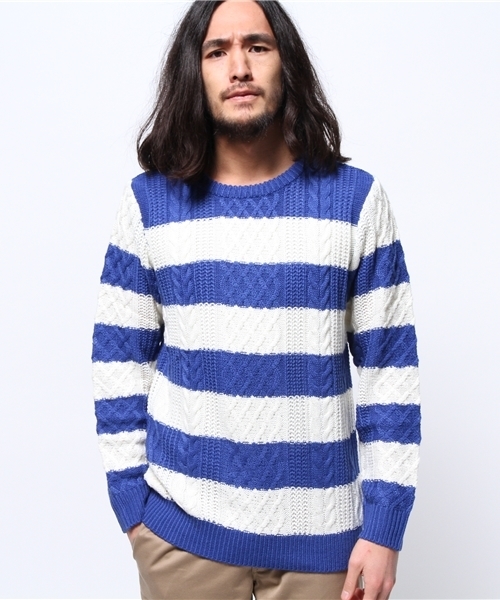 WEGO（ウィゴー）の「WEGO/フィッシャーマンボーダーニット（ニット/セーター・メンズ・ホワイト/ブラック/ホワイト系その他・LARGE/MEDIUM）」の12枚目の写真