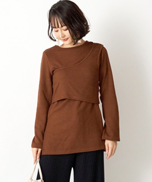 STYLEBLOCK(スタイルブロック)の「ベストセットレイヤードサイドスリットトップス(Tシャツ/カットソー・レディース・ブラウン系その他/ブラック/アイボリー/ブラウン・M)」の4枚目の写真