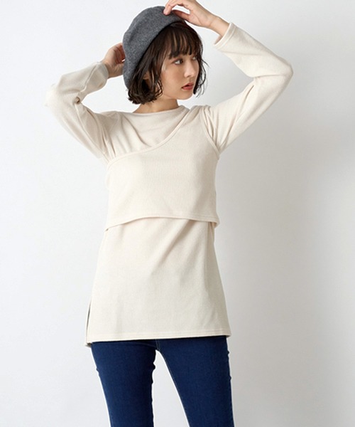 STYLEBLOCK(スタイルブロック)の「ベストセットレイヤードサイドスリットトップス(Tシャツ/カットソー・レディース・ブラウン系その他/ブラック/アイボリー/ブラウン・M)」の2枚目の写真