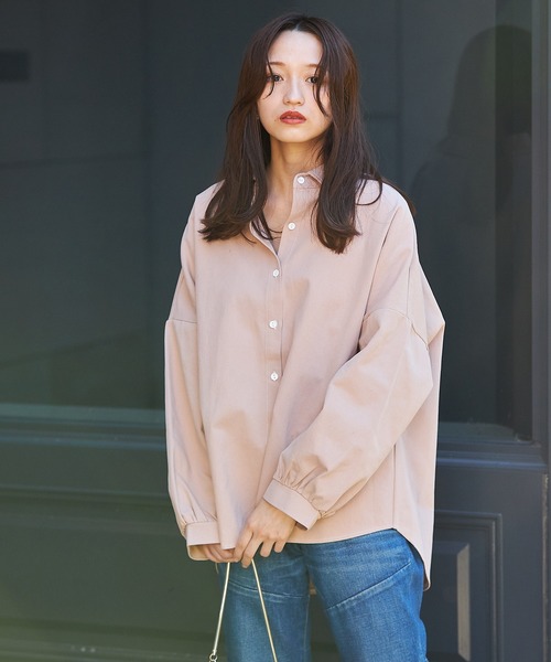 Riberry(リベリー)の「ビッグシルエットシャツ(シャツ/ブラウス・レディース・ブラック/ベージュ/グリーン/ピンクベージュ・FREE)」の21枚目の写真