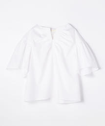 コットンタイプライター シャーリングブラウス