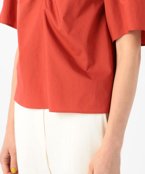 セール】コットンタイプライター シャーリングブラウス（シャツ