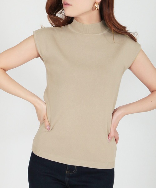 Julia Boutique（ジュリアブティック）の「ハイネックフレンチスリーブニットトップス/510597H（ニット/セーター・レディース・ホワイト/ブラック/ベージュ/レッド/モカ/ネイビー/グレー・ONE）」の5枚目の写真