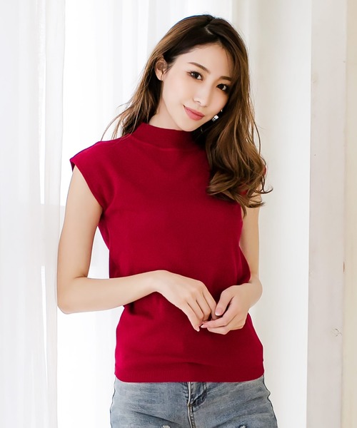 Julia Boutique（ジュリアブティック）の「ハイネックフレンチスリーブニットトップス/510597H（ニット/セーター・レディース・ホワイト/ブラック/ベージュ/レッド/モカ/ネイビー/グレー・ONE）」の7枚目の写真