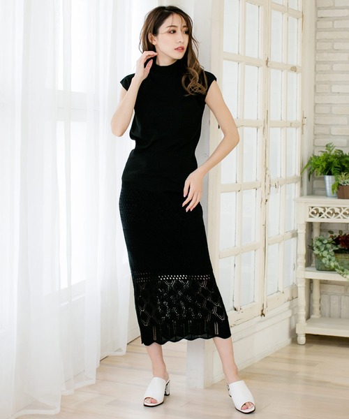 Julia Boutique（ジュリアブティック）の「ハイネックフレンチスリーブニットトップス/510597H（ニット/セーター・レディース・ホワイト/ブラック/ベージュ/レッド/モカ/ネイビー/グレー・ONE）」の20枚目の写真