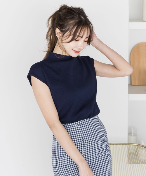 Julia Boutique（ジュリアブティック）の「ハイネックフレンチスリーブニットトップス/510597H（ニット/セーター・レディース・ホワイト/ブラック/ベージュ/レッド/モカ/ネイビー/グレー・ONE）」の11枚目の写真