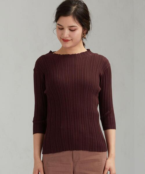 green label relaxing（グリーンレーベルリラクシング）の「[手洗い可能] FFC ランダム リブ ハイネック プルオーバー ニット（ニット/セーター・レディース・ライトブルー/ベージュ/ブラック/ダークブラウン・FREE）」の5枚目の写真