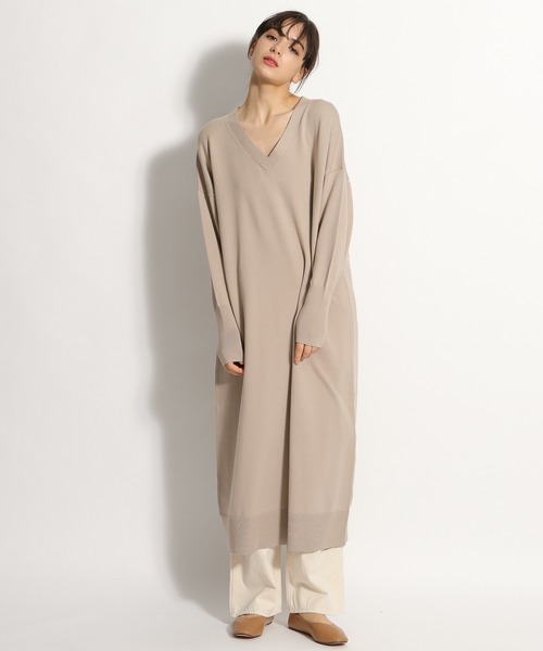niko and...（ニコアンド）の「スーピママキシニットワンピース（ワンピース・レディース・ブラック/ベージュ/キャメル・MEDIUM/LARGE）」の6枚目の写真