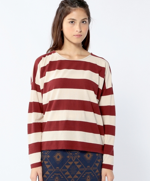 Another Edition（アナザーエディション）の「AE DROP SHLD BOR LSL ◆（Tシャツ/カットソー・レディース・ブラック/ワインレッド/ネイビー・フリー）」の6枚目の写真