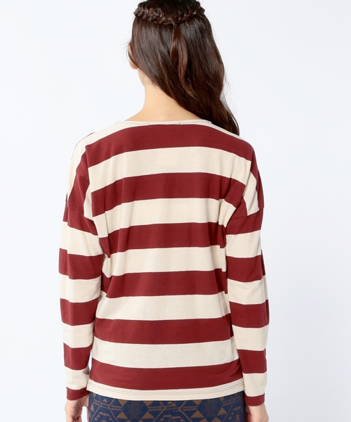 Another Edition（アナザーエディション）の「AE DROP SHLD BOR LSL ◆（Tシャツ/カットソー・レディース・ブラック/ワインレッド/ネイビー・フリー）」の8枚目の写真