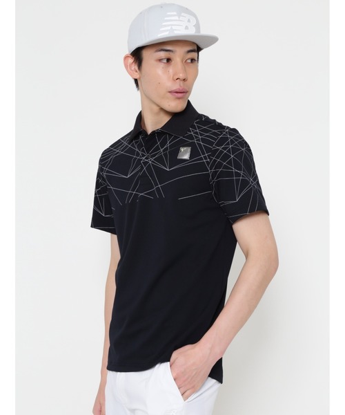 New Balance Golf(ニューバランスゴルフ)の「【new balance golf】レーザープリント 半袖ポロシャツ (MENS SPORT)(ポロシャツ)」|ブラック